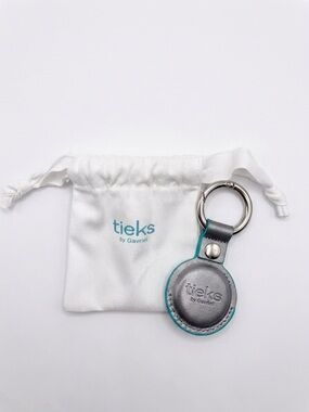 Tieks LE Leather Air Tag Holder with Teal Trim